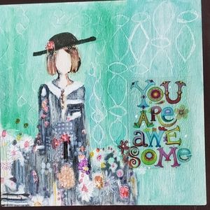 Hand-painted Irene Morgan Wood Tiles,  5 x 5 inches